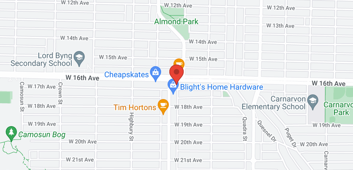 map of 210 3639 W 16TH AVENUE